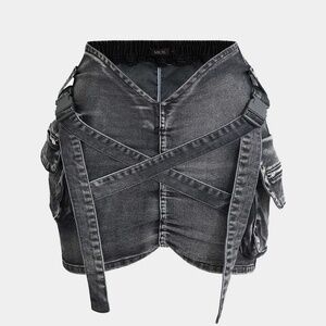 Denim Cargo mini skirt: Micas